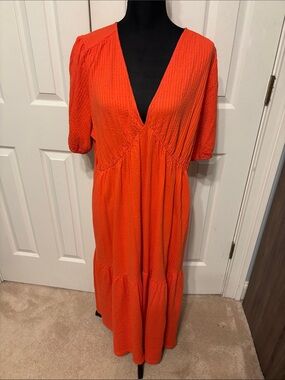 Boden Jersey Seersucker Tiered Plus Dress
